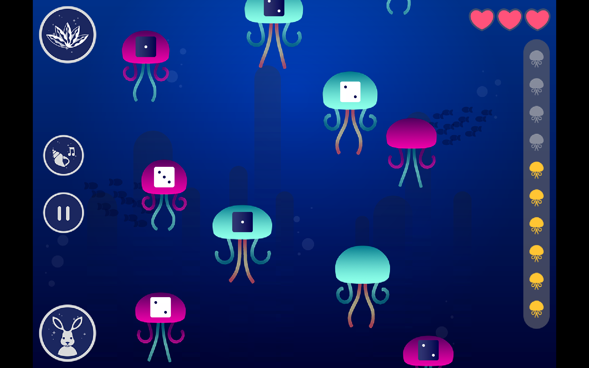 Capture d'écran du mini-jeu les méduses. Description détaillée ci-dessous.