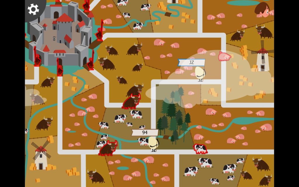 Capture d'écran du mini-jeu "Le château mange-mots". Description détaillée ci-dessous.
