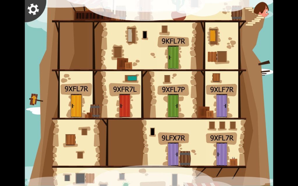 Capture d'écran du mini-jeu "La tour des mots". Description détaillée ci-dessous.