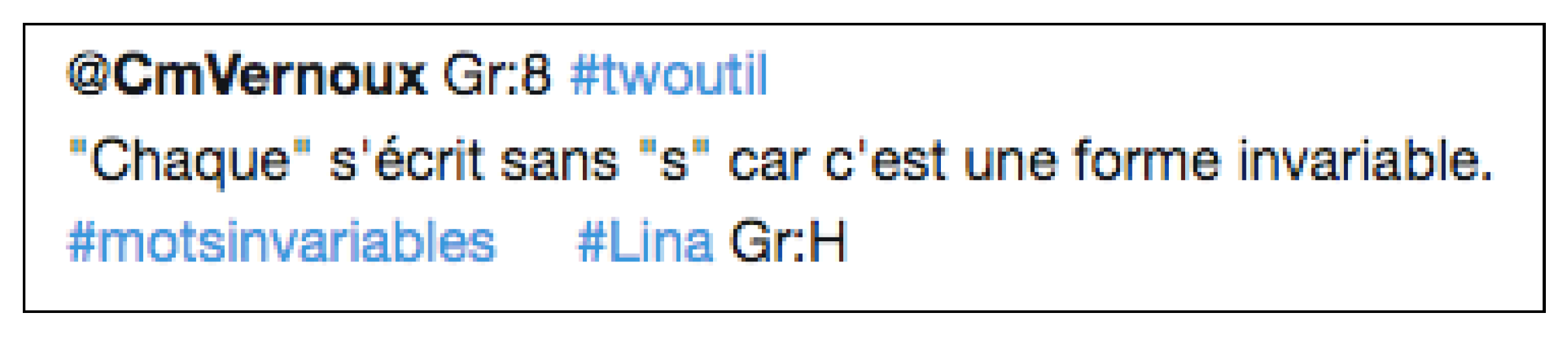 Exemple de twoutil produit par des élèves puis envoyé sur Twitter. Description détaillée ci-dessous.