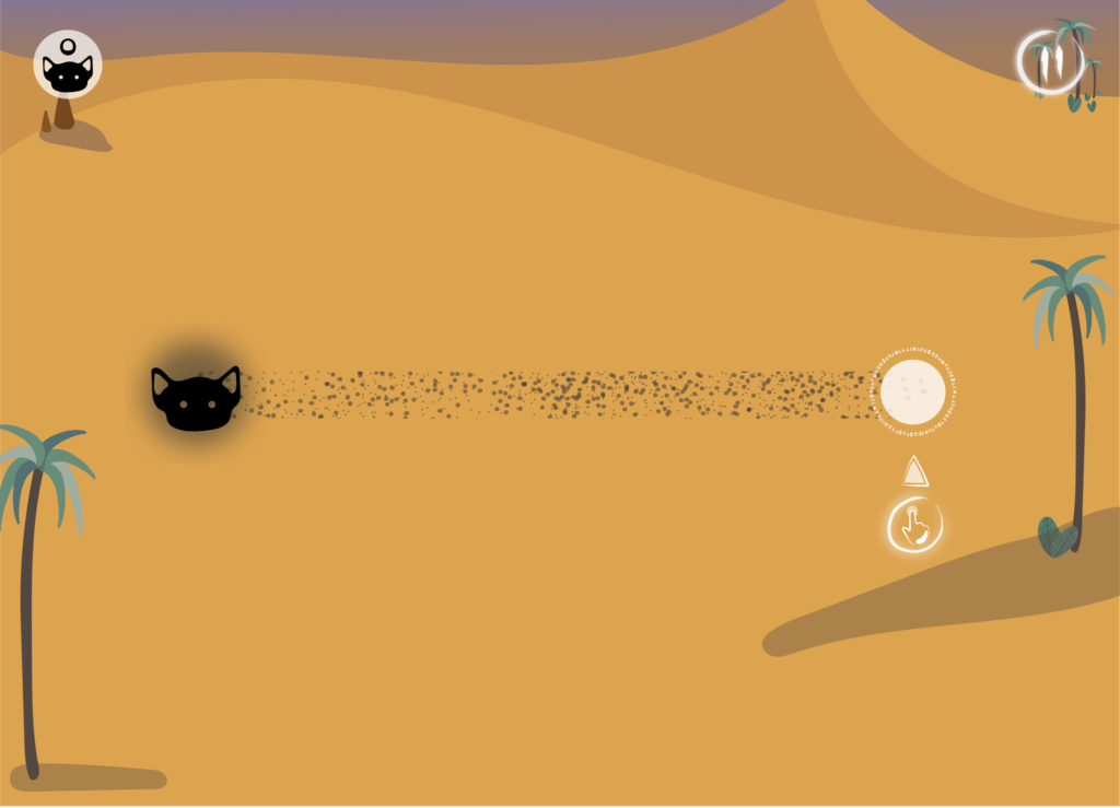 Capture d'écran du mini-jeu "Trace désert". Description détaillée ci-dessous.